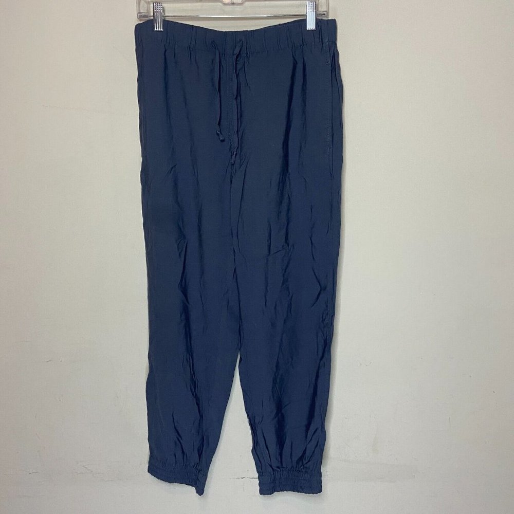 Madewell Women M Drawstring Track Trousers Pant Slate Blue Pull On Stretch Waist